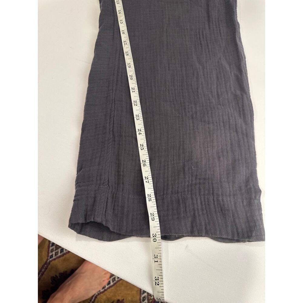 Faherty Organic Cotton Gauze Wide-Leg Pull-On Pants — Charcoal — S - Picture 8 of 8